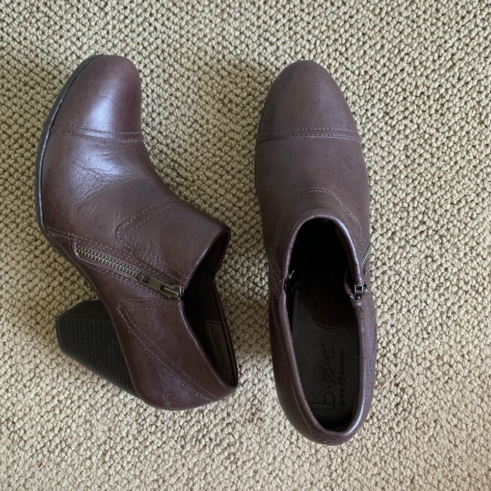 Brown leather booties